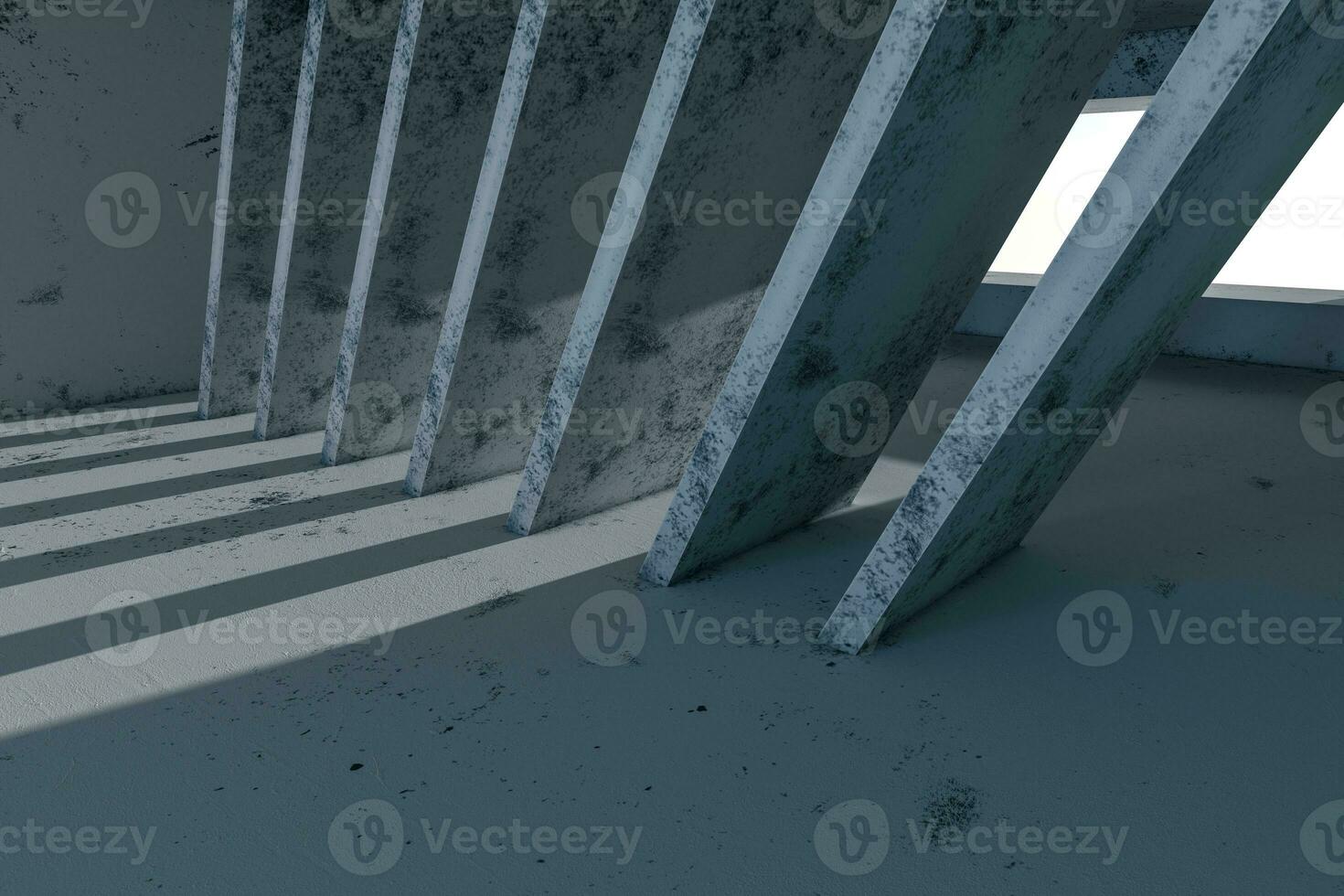Empty rough room with light coming in from the window, 3d rendering. photo