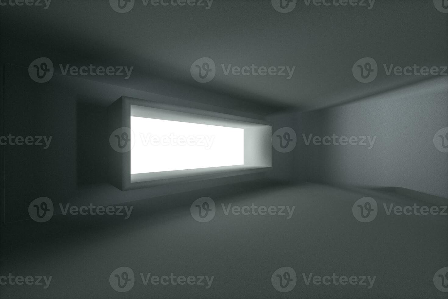 Empty rough room with light coming in from the window, 3d rendering. photo