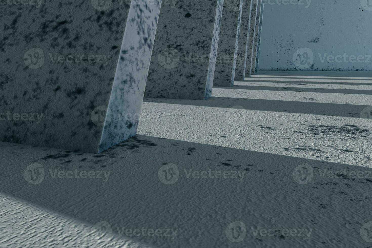 Empty rough room with light coming in from the window, 3d rendering. photo