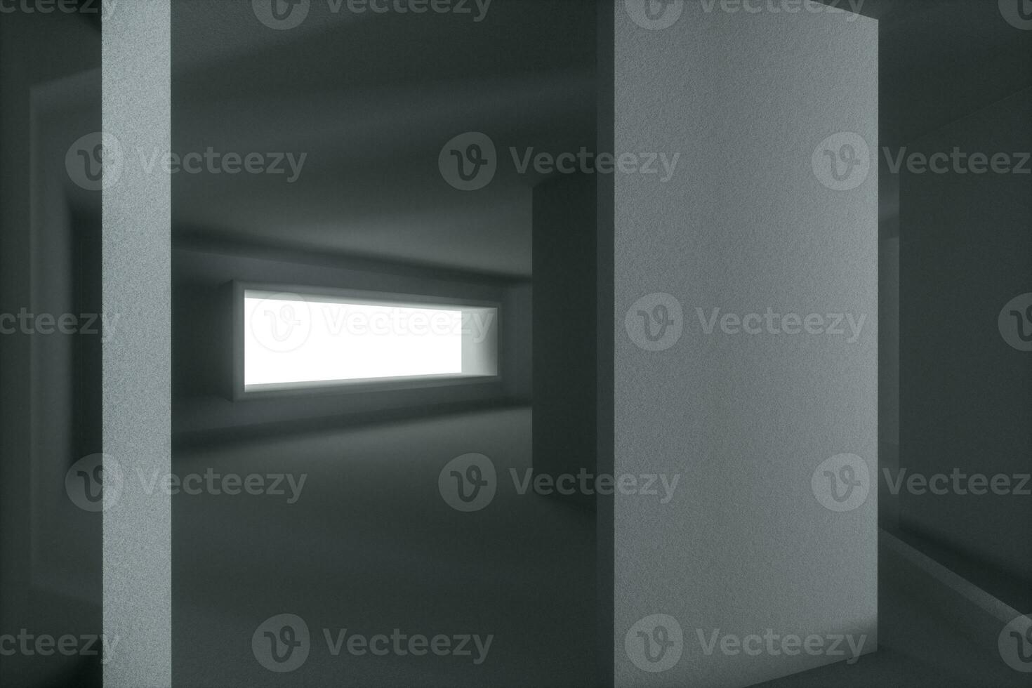 Empty rough room with light coming in from the window, 3d rendering. photo