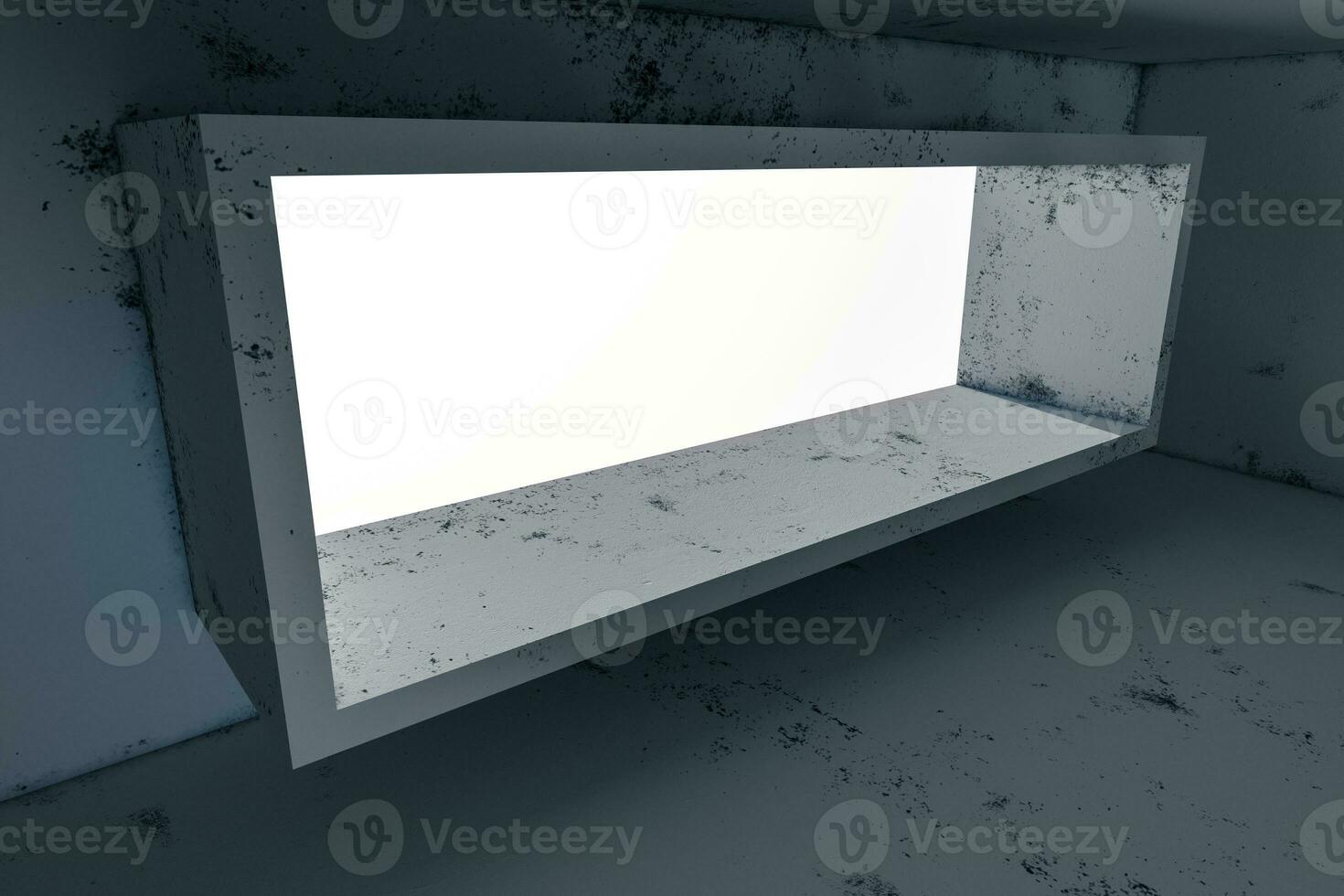 Empty rough room with light coming in from the window, 3d rendering. photo