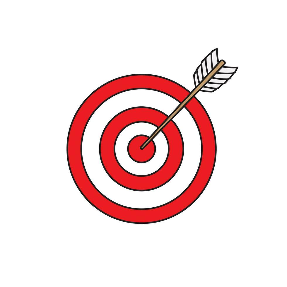 Kids drawing Cartoon Vector illustration goal arrow target icon Isolated on White Background