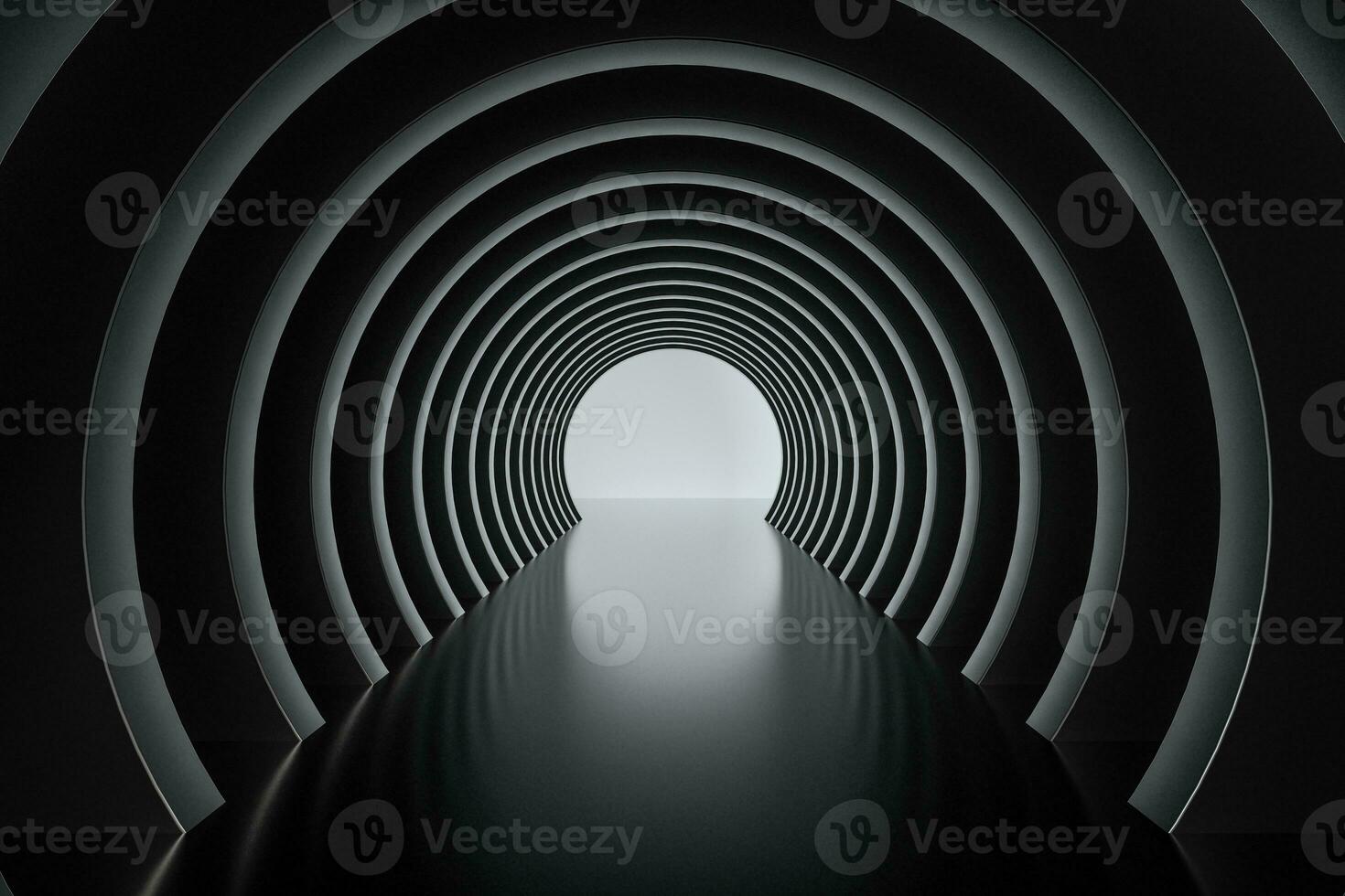 3d rendering, dark science-fiction tunnel, dark background photo