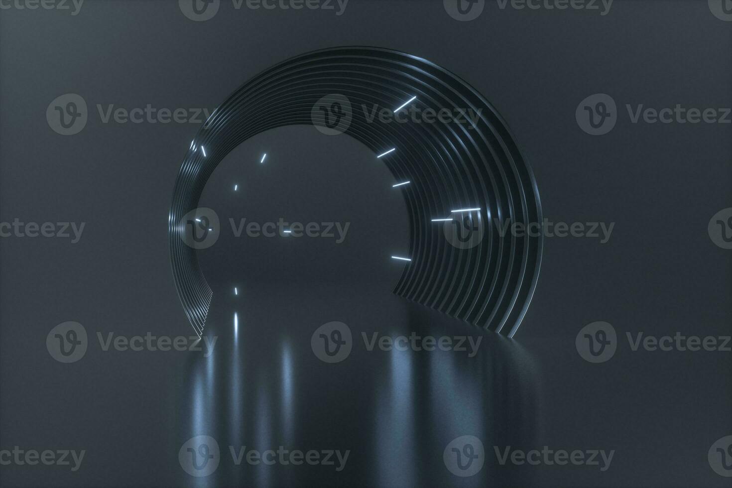 3d rendering, dark science-fiction tunnel, dark background photo