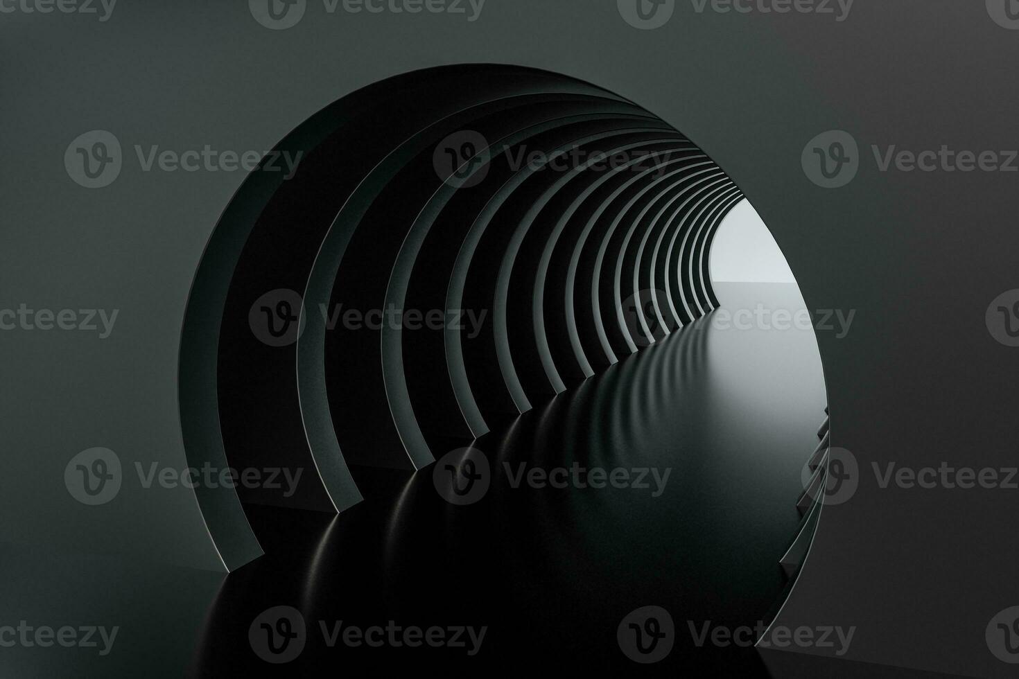 3d rendering, dark science-fiction tunnel, dark background photo