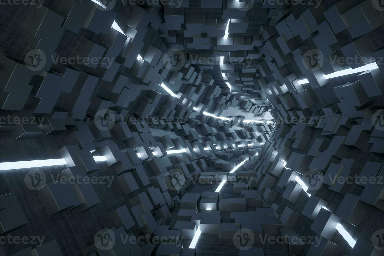 3d rendering, dark science-fiction tunnel, dark background photo