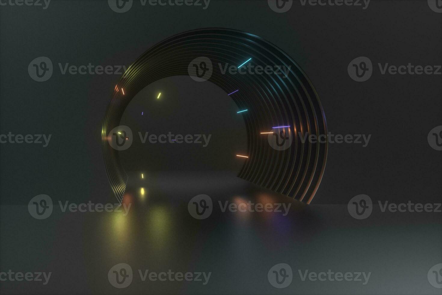 3d rendering, dark science-fiction tunnel, dark background photo