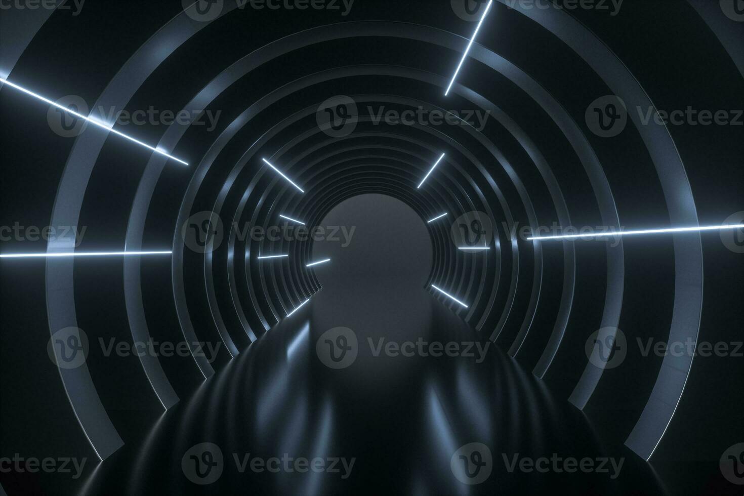 3d rendering, dark science-fiction tunnel, dark background photo