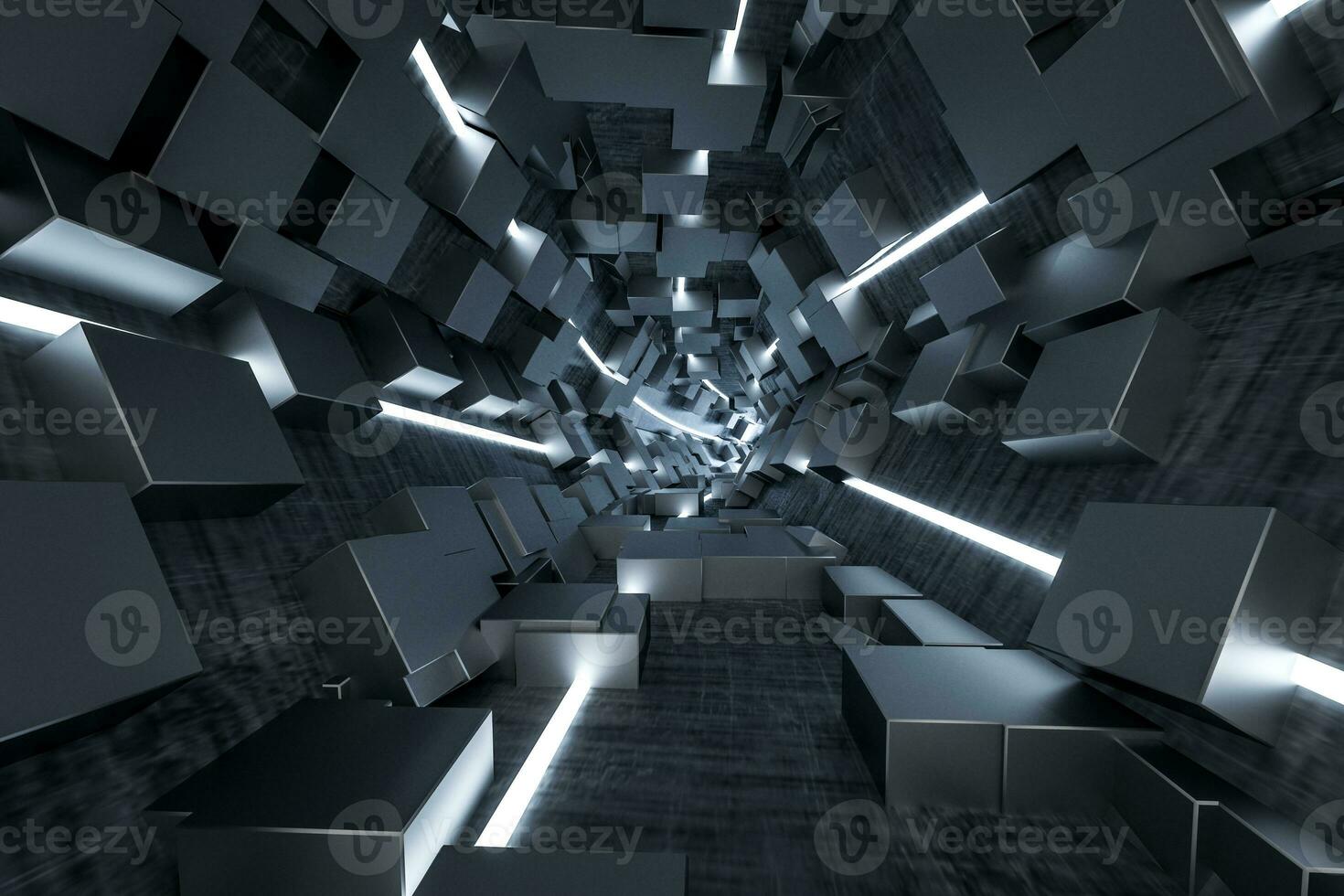 3d rendering, dark science-fiction tunnel, dark background photo