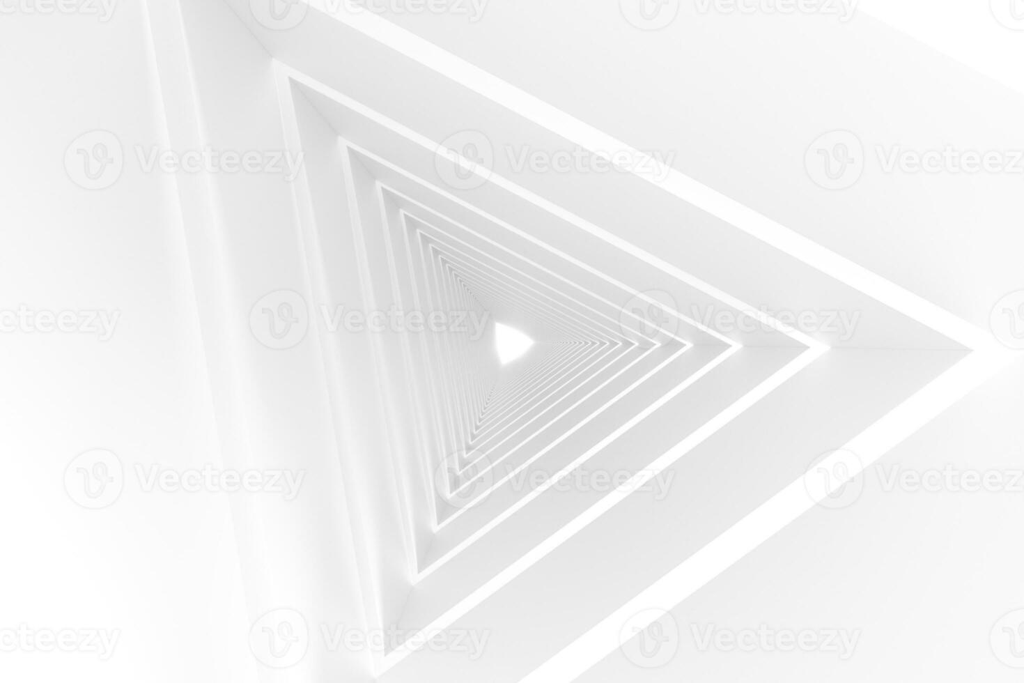 3d rendering, triangle tunnel with glowing lines background photo