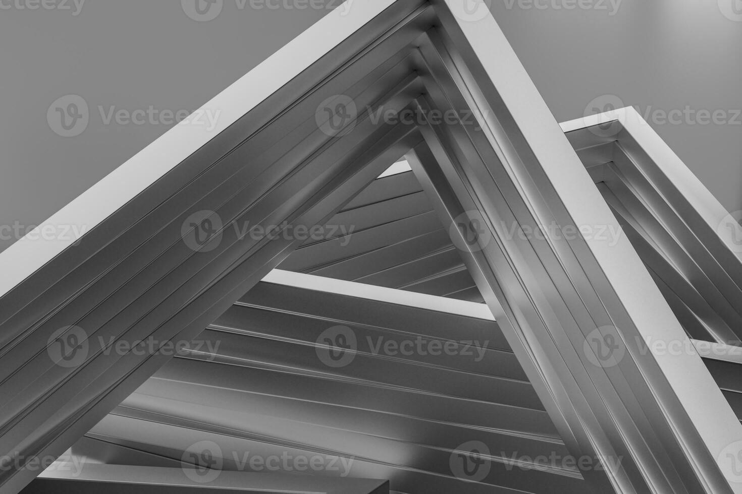 3d rendering, triangle metal framework, industrial background photo