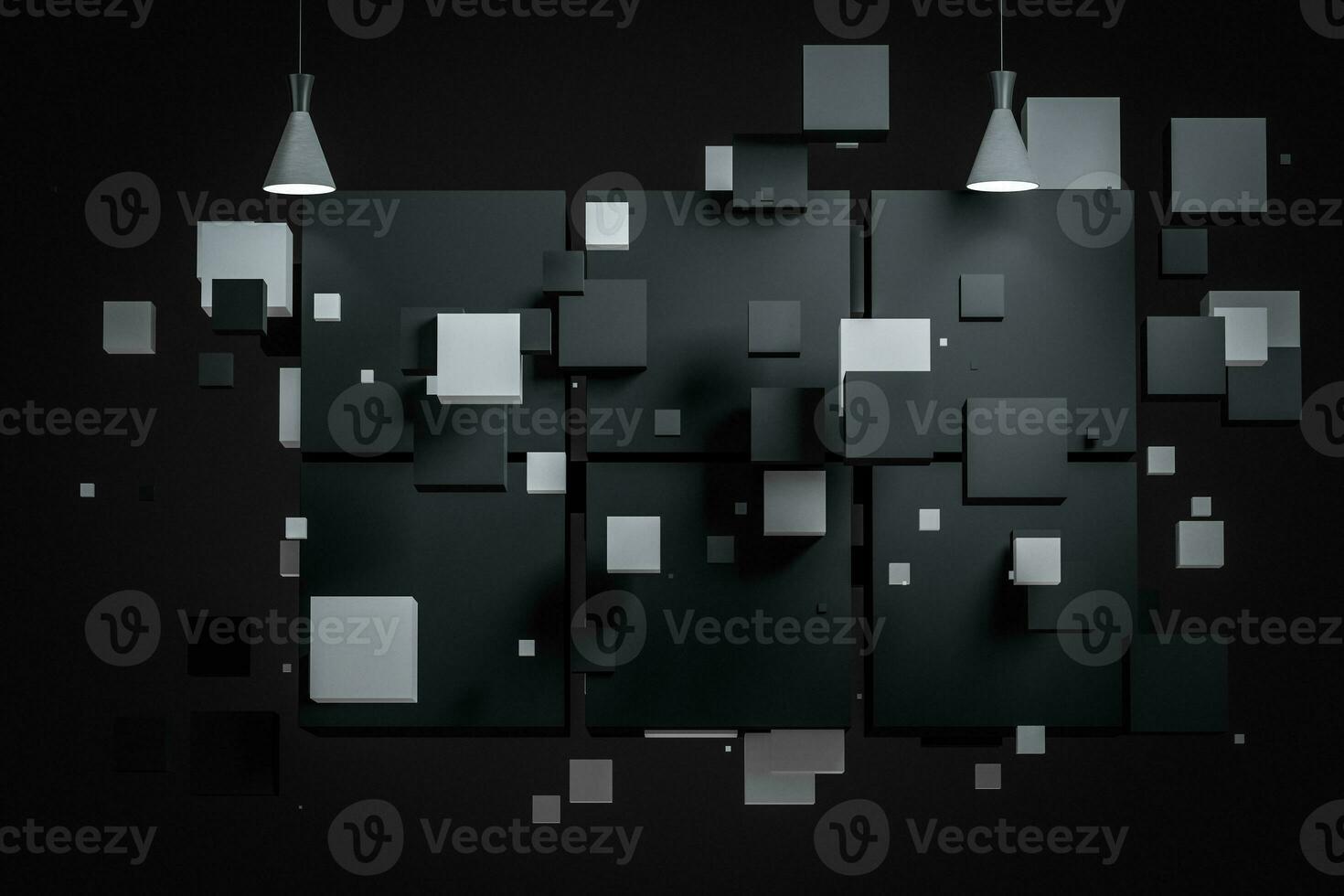 3d rendering, the exhibition wall with exquisite top light. photo