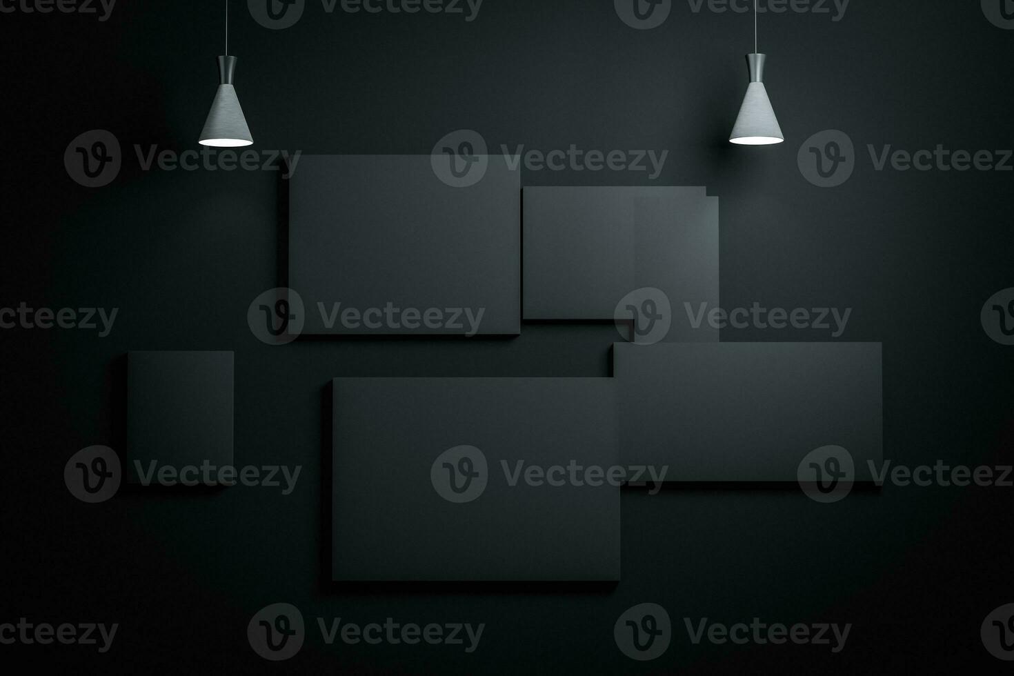 3d rendering, the exhibition wall with exquisite top light. photo