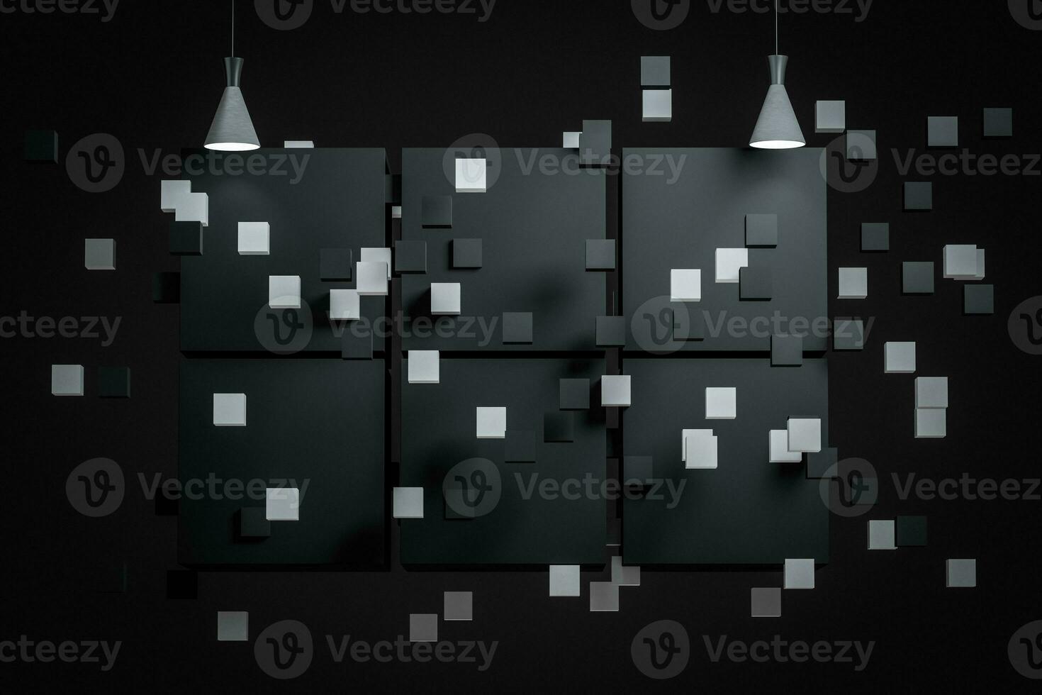 3d rendering, the exhibition wall with exquisite top light. photo