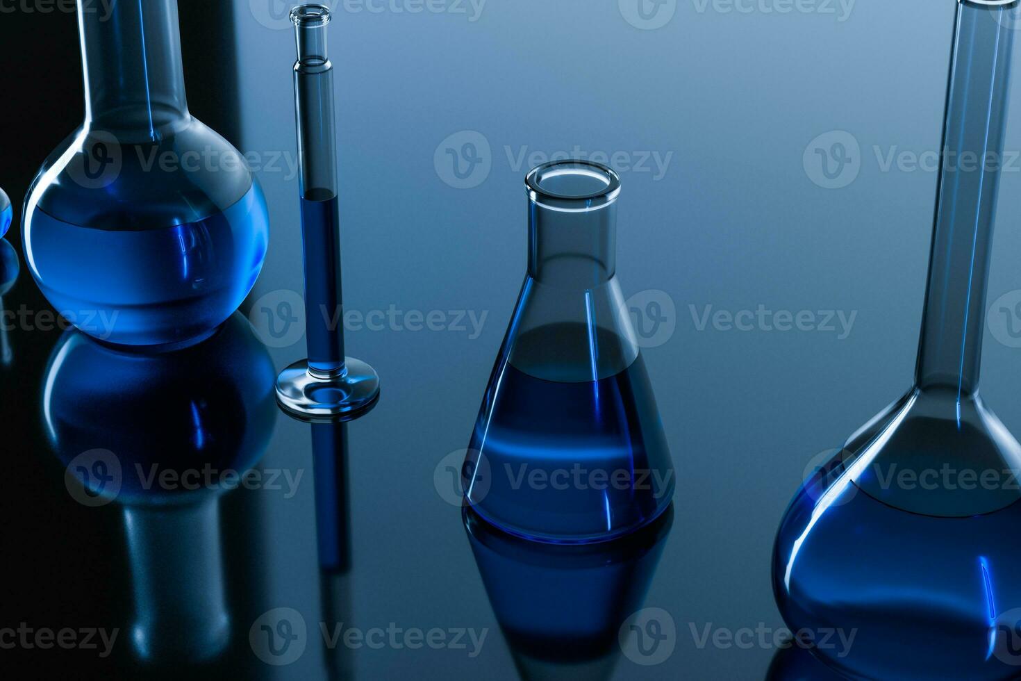 3d rendering, test tube and beaker in the lab photo