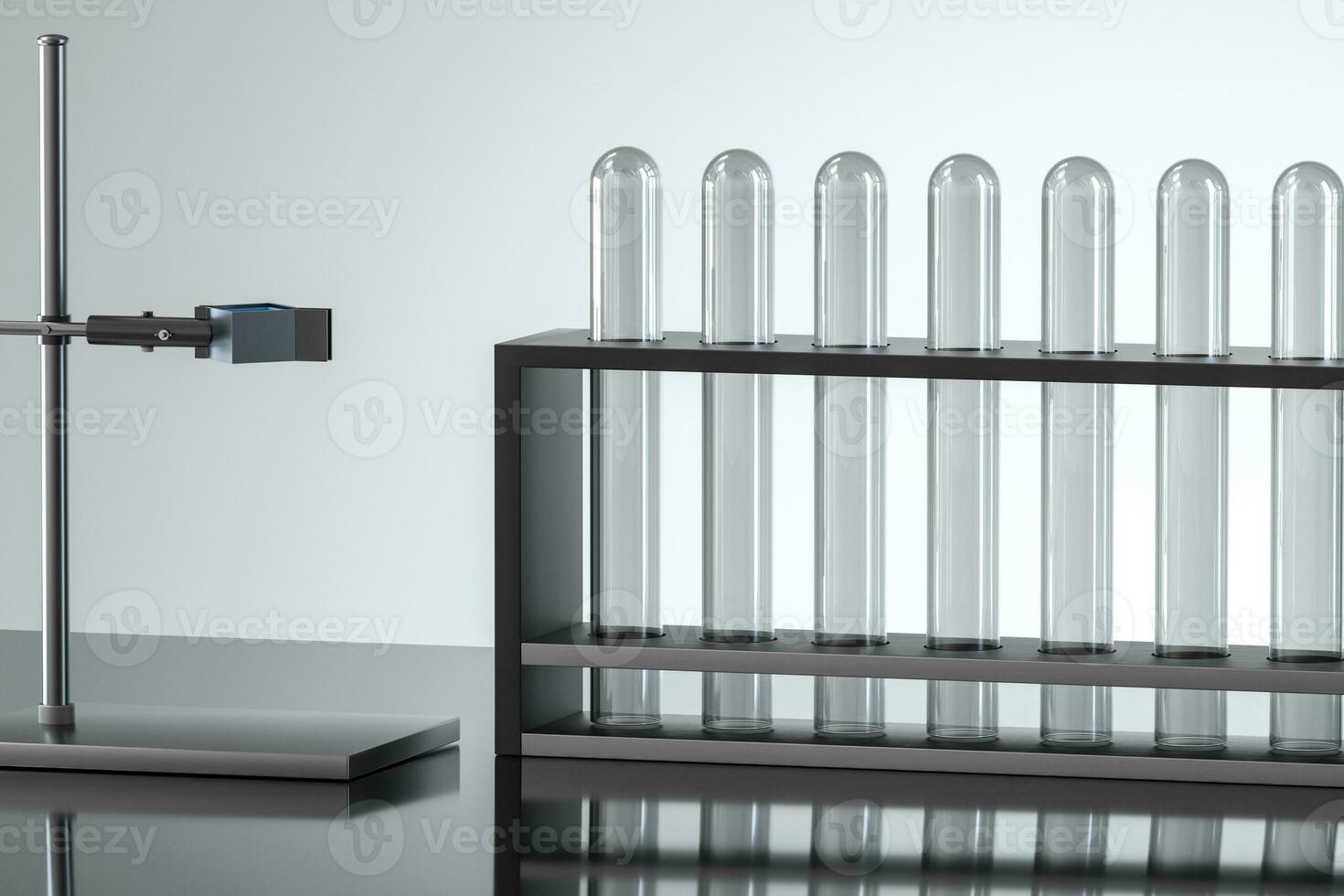 Chemical test tube in the lab, 3d rendering. photo