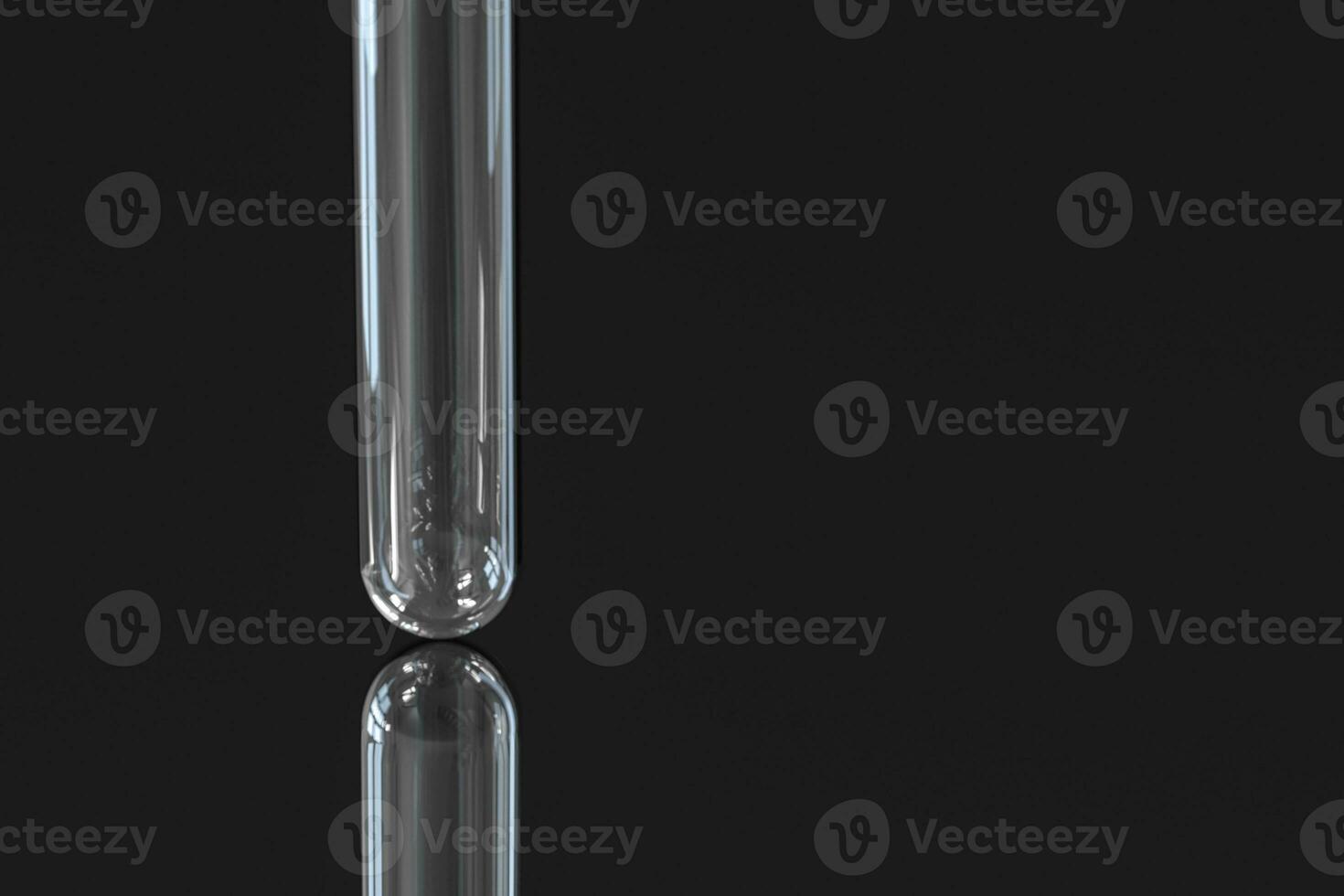 Chemical test tube in the dark lab, 3d rendering. photo