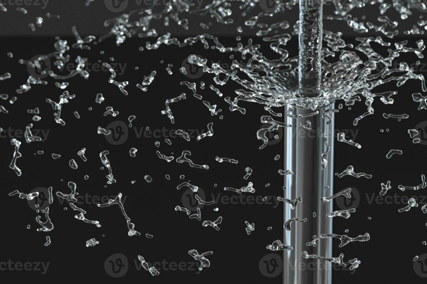 Chemical test tube and splashing water in the lab, 3d rendering. photo