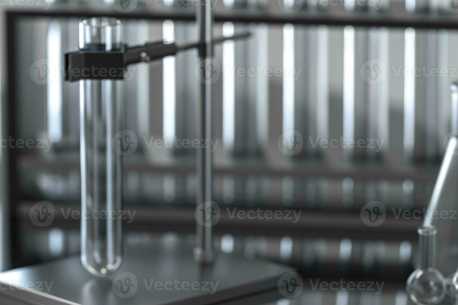 Chemical test tube in the lab, 3d rendering. photo