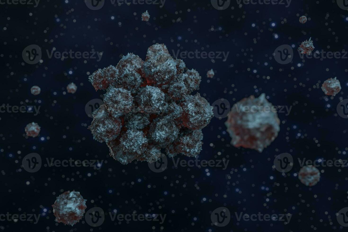 Spheres with the textured surface, random distributed, 3d rendering. photo