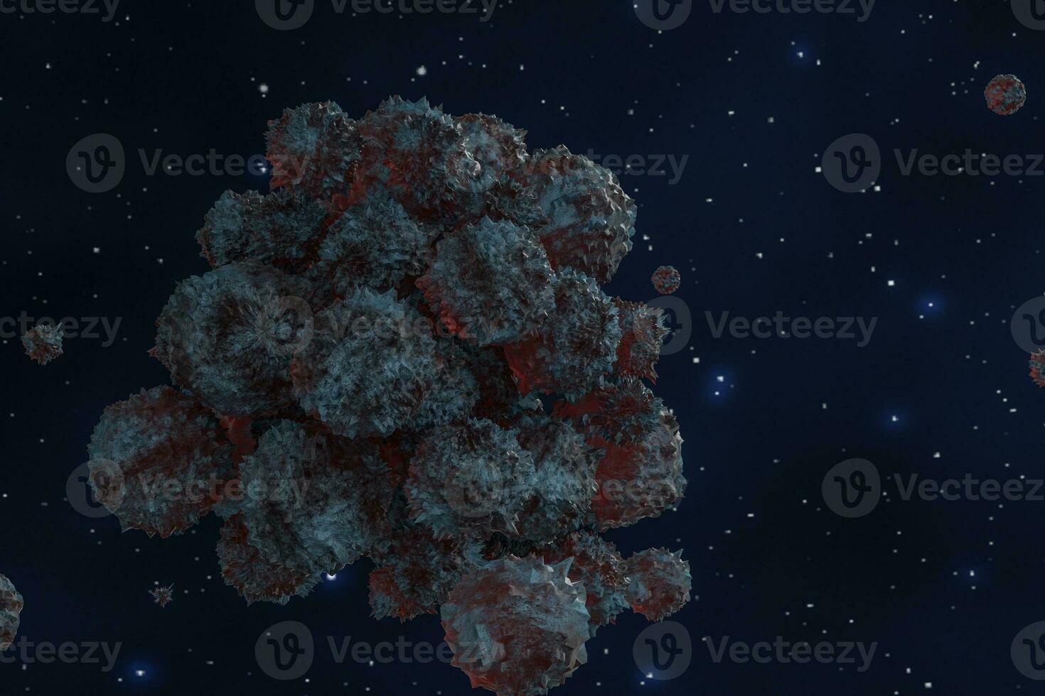 Spheres with the textured surface, random distributed, 3d rendering. photo