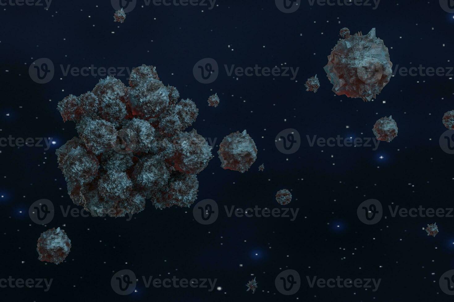 Spheres with the textured surface, random distributed, 3d rendering. photo