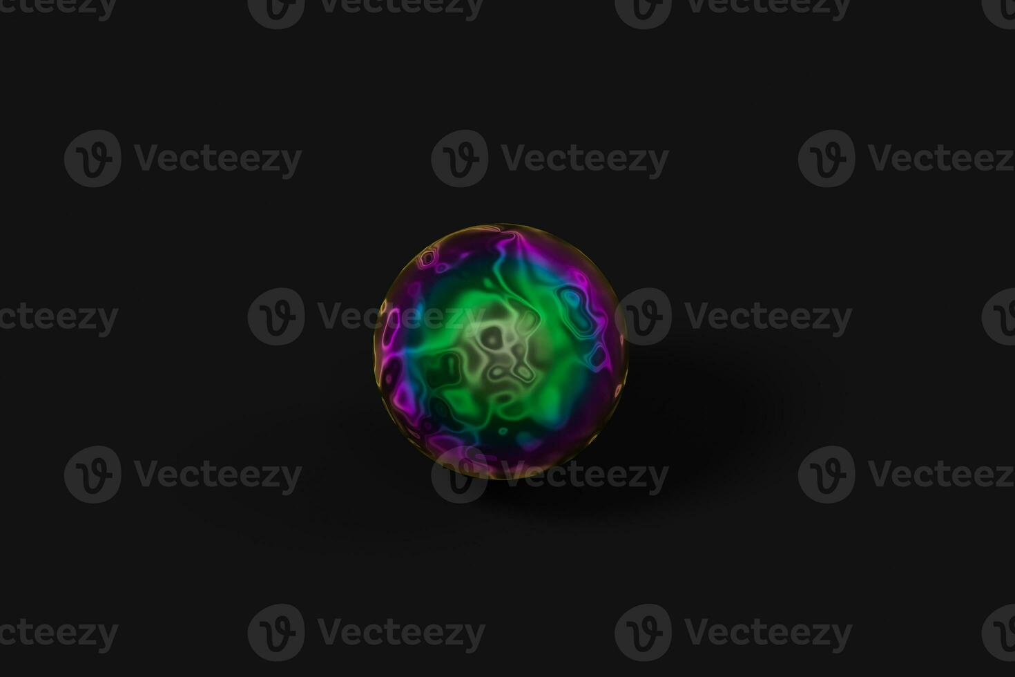 Spheres with the colorful surface, dark background, 3d rendering. photo