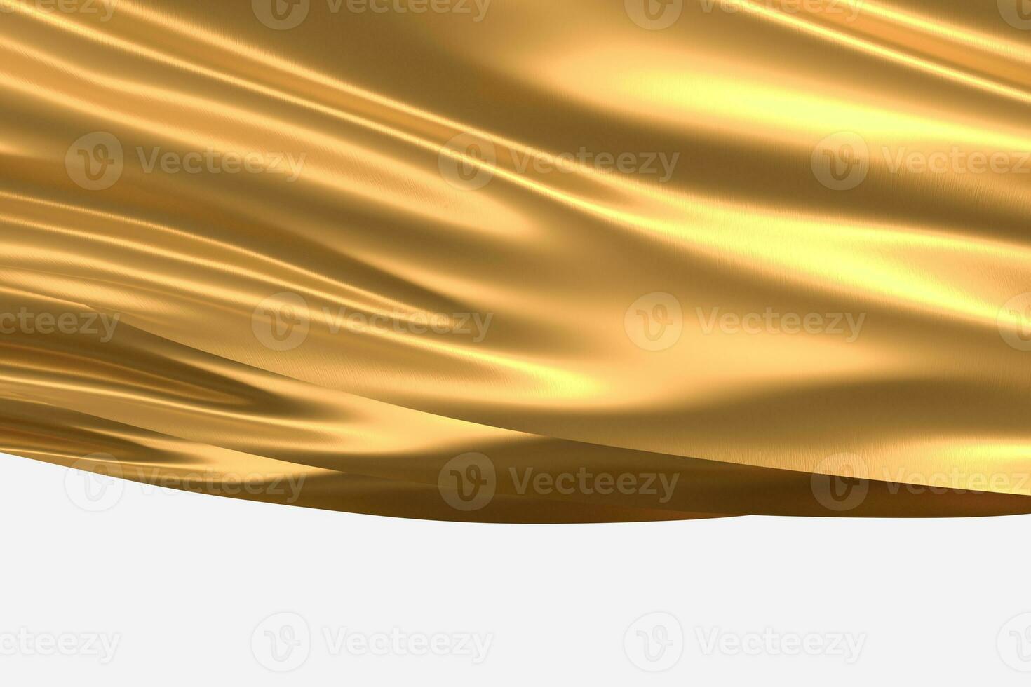 3d rendering, golden flowing cloth background. photo