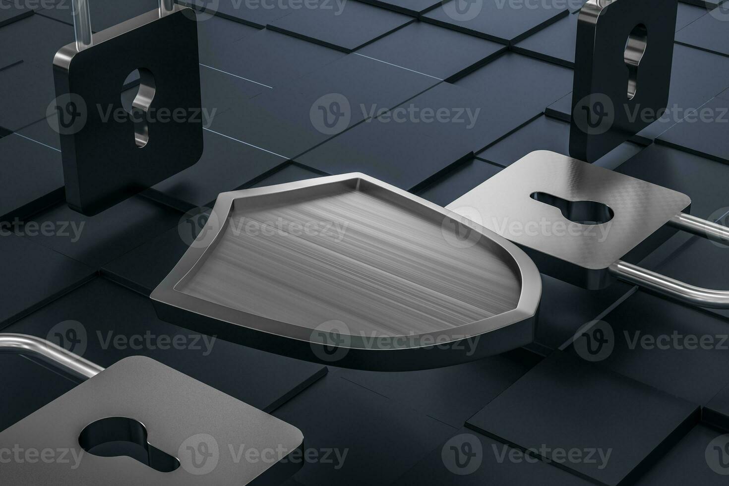 3d rendering, a defense shield with technological background photo