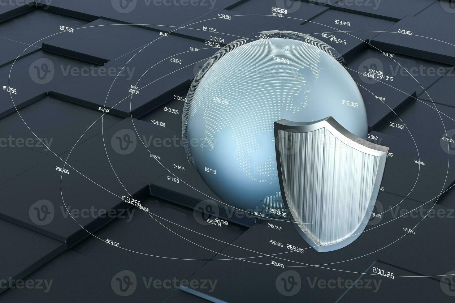 3d rendering, a defense shield with technological background photo