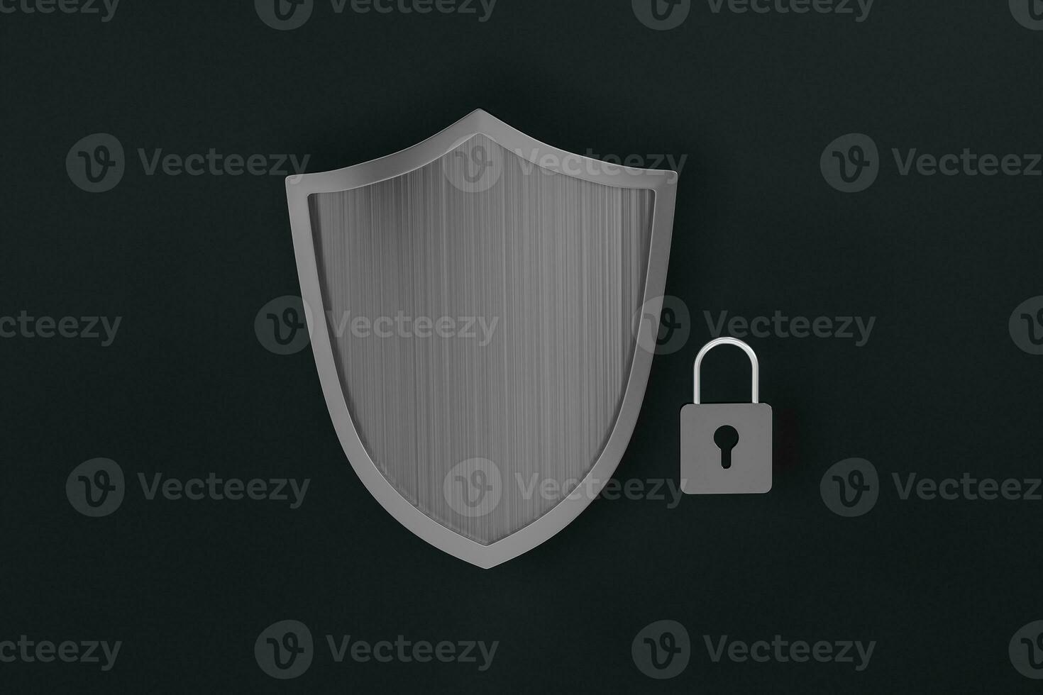 3d rendering, a defense shield with technological background photo