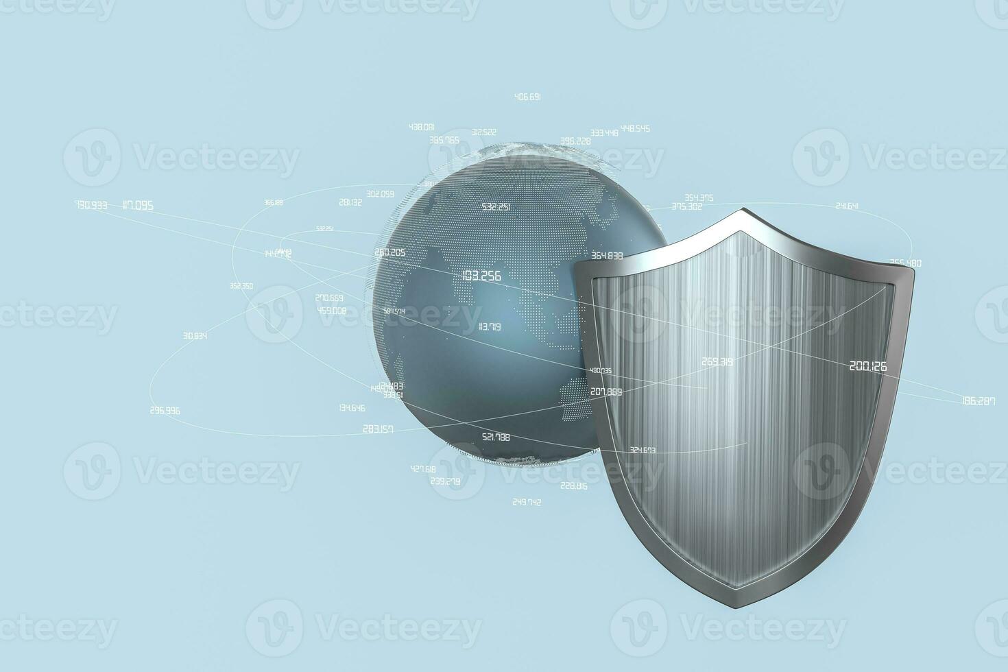 3d rendering, a defense shield with technological background photo