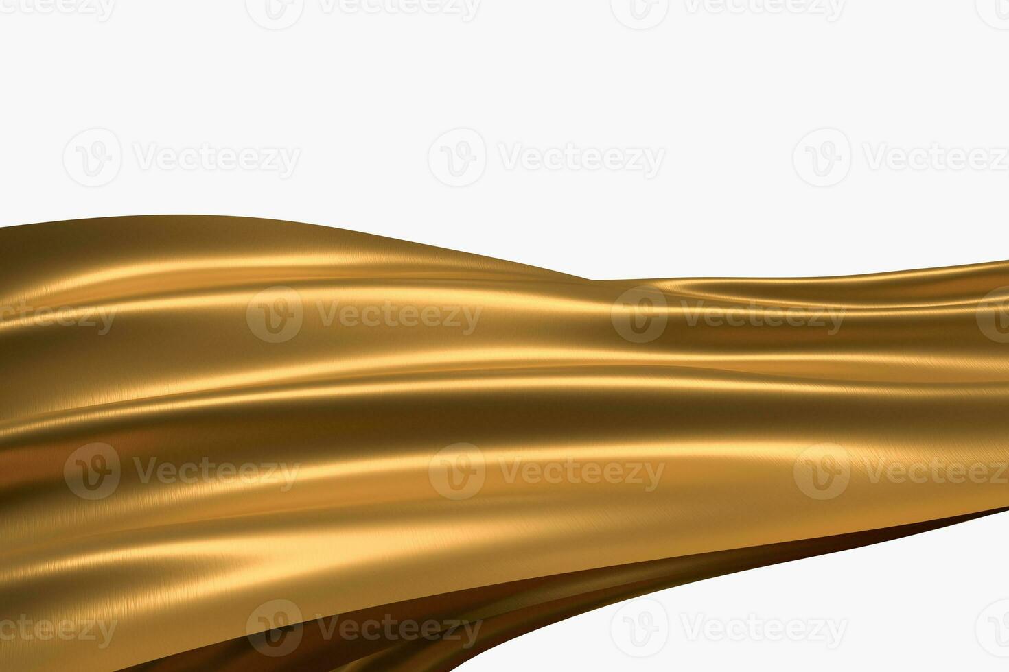 3d rendering, golden flowing cloth background. photo