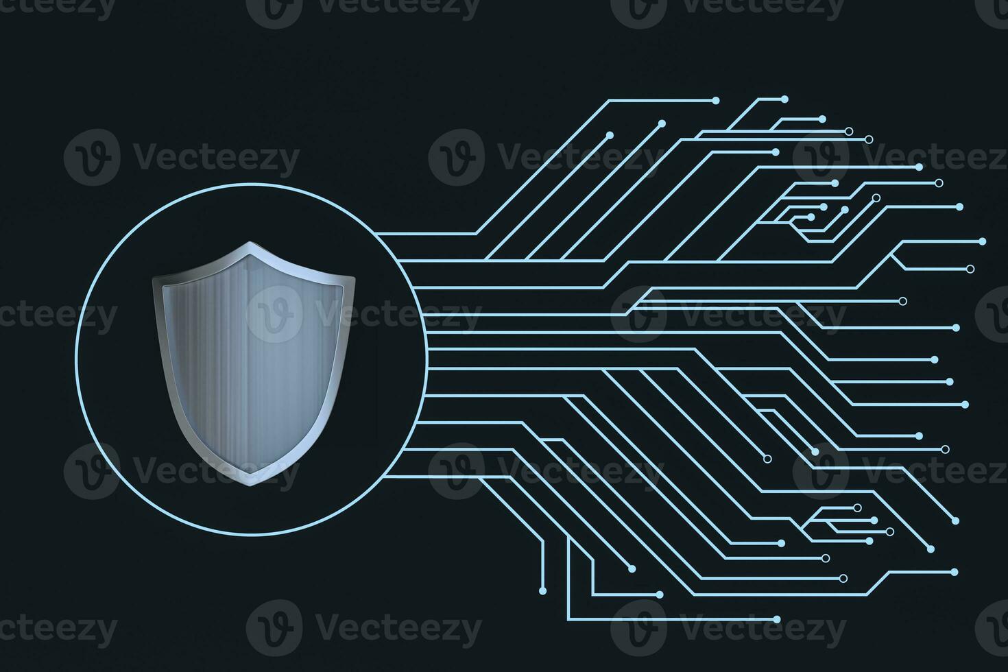3d rendering, a defense shield with technological background photo