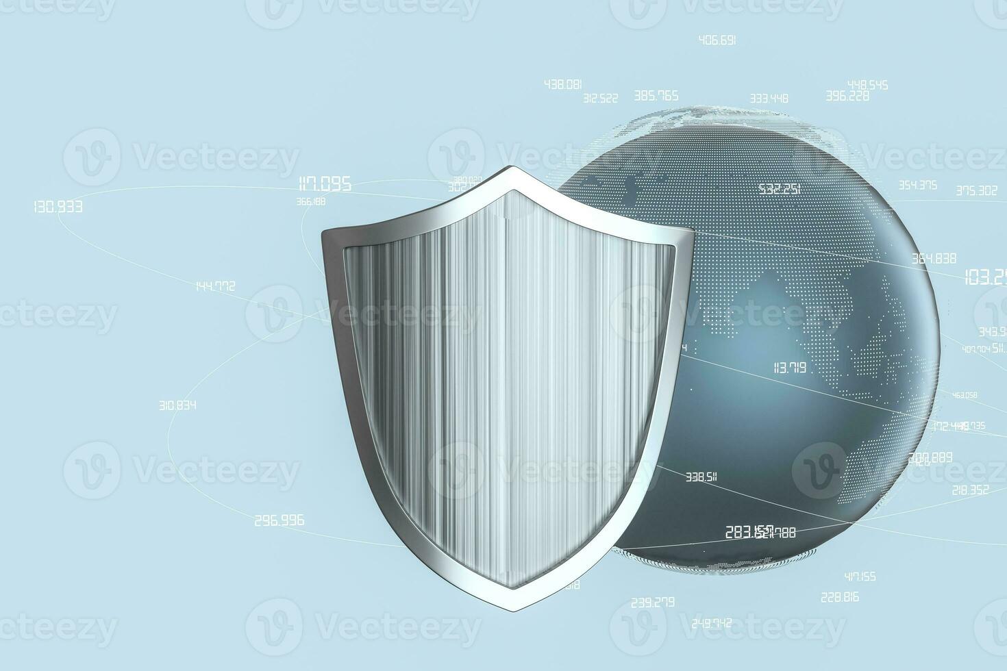 3d rendering, a defense shield with technological background photo