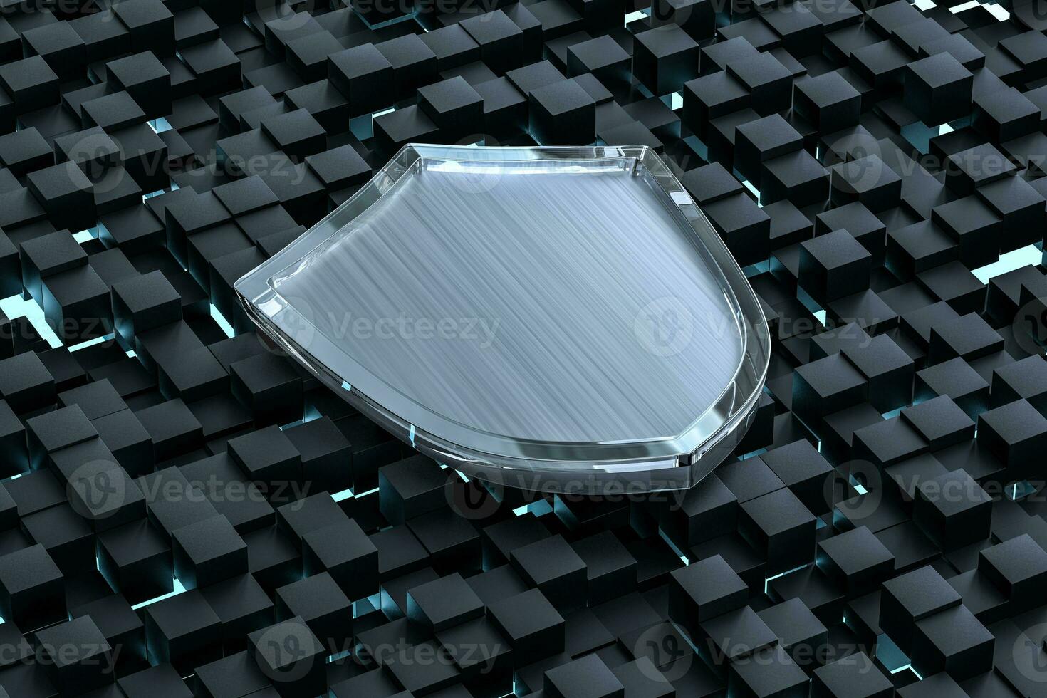 3d rendering, a defense shield with technological background photo