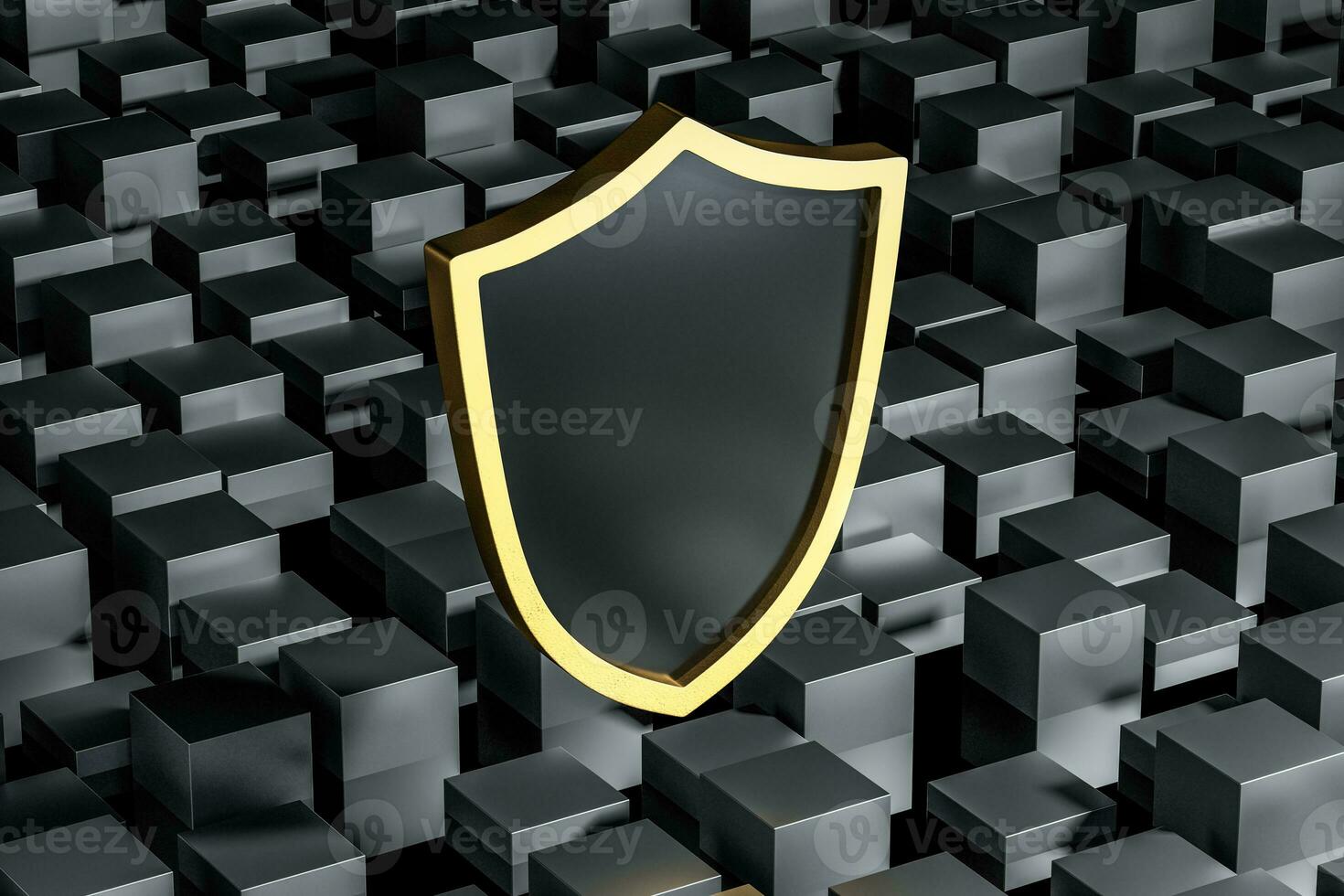 3d rendering, a defense shield with technological background photo