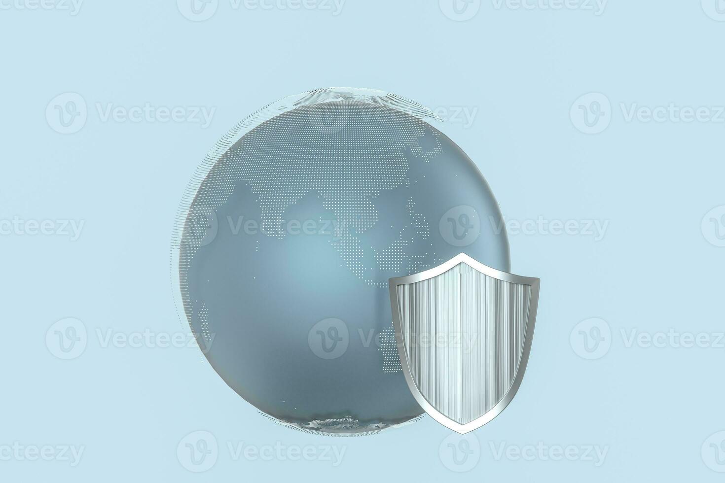 3d rendering, a defense shield with technological background photo