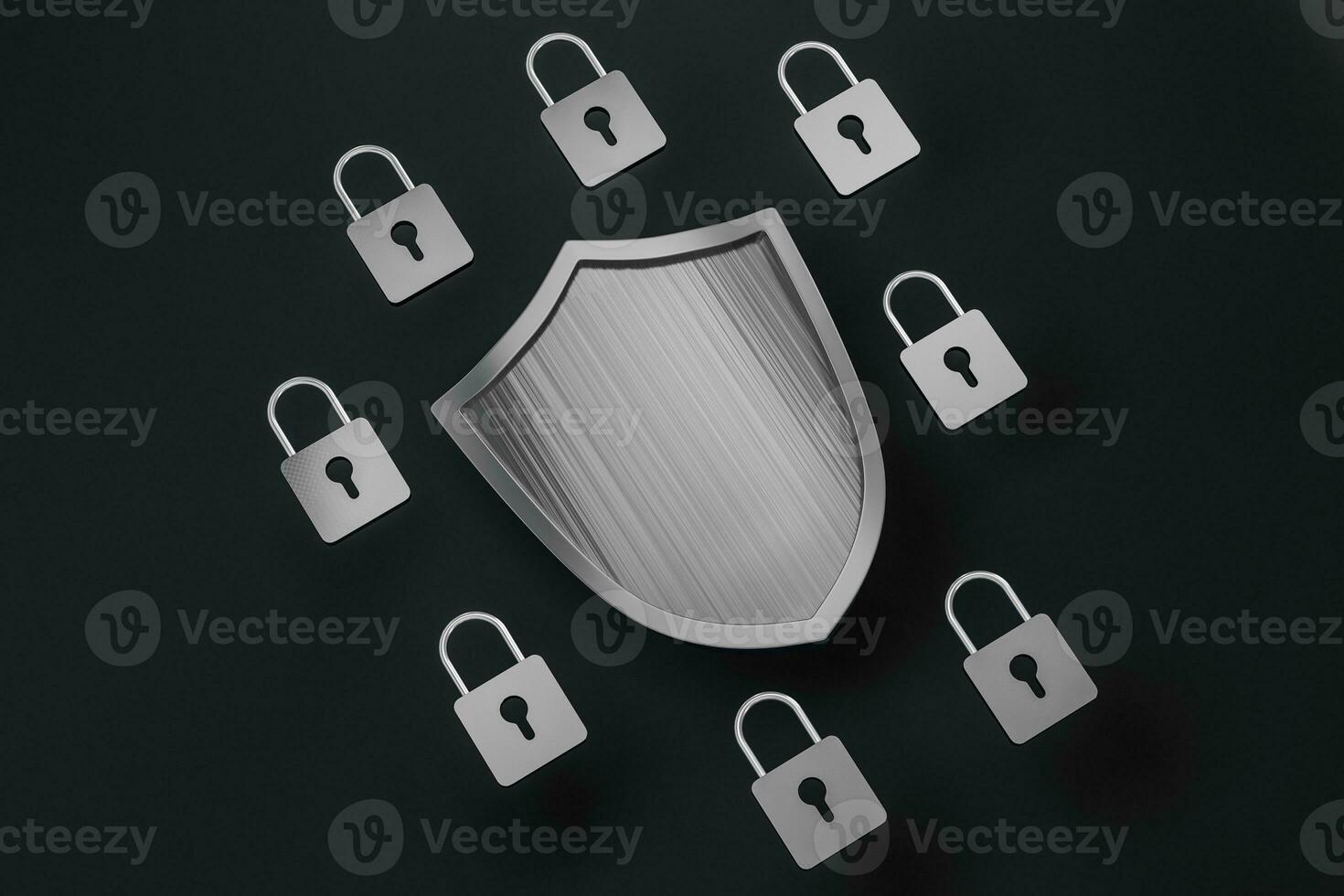 3d rendering, a defense shield with technological background photo