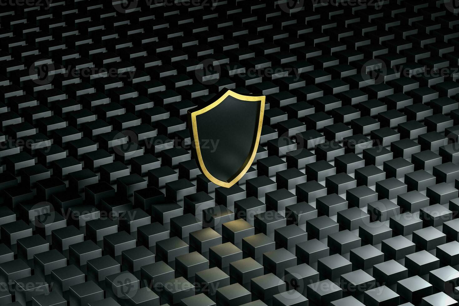 3d rendering, a defense shield with technological background photo