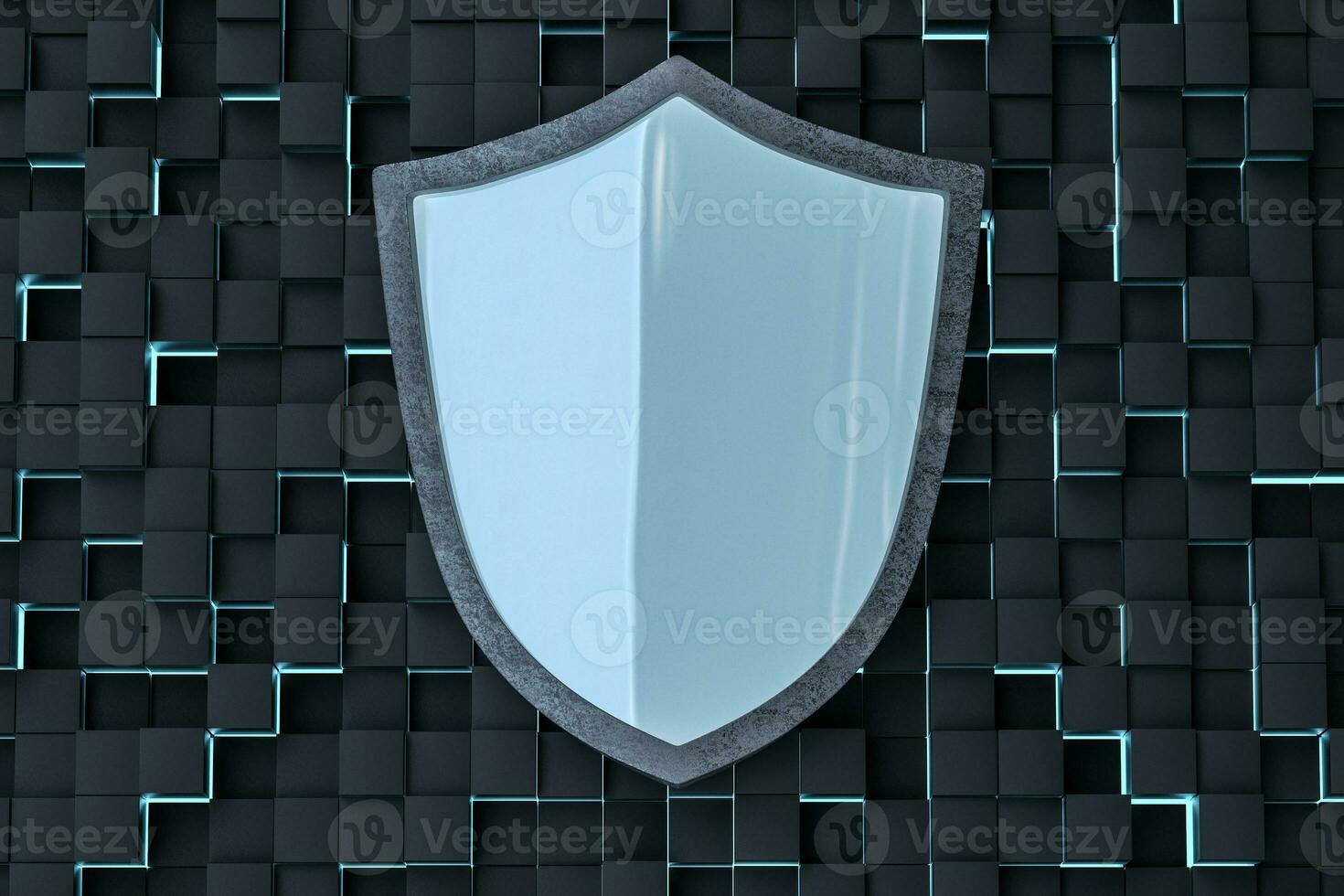 3d rendering, a defense shield with technological background photo