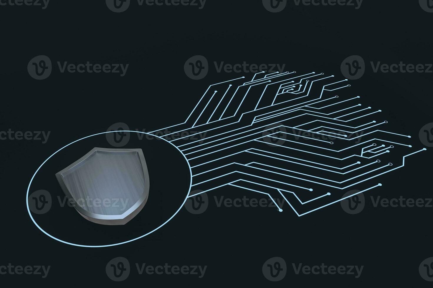 3d rendering, a defense shield with technological background photo