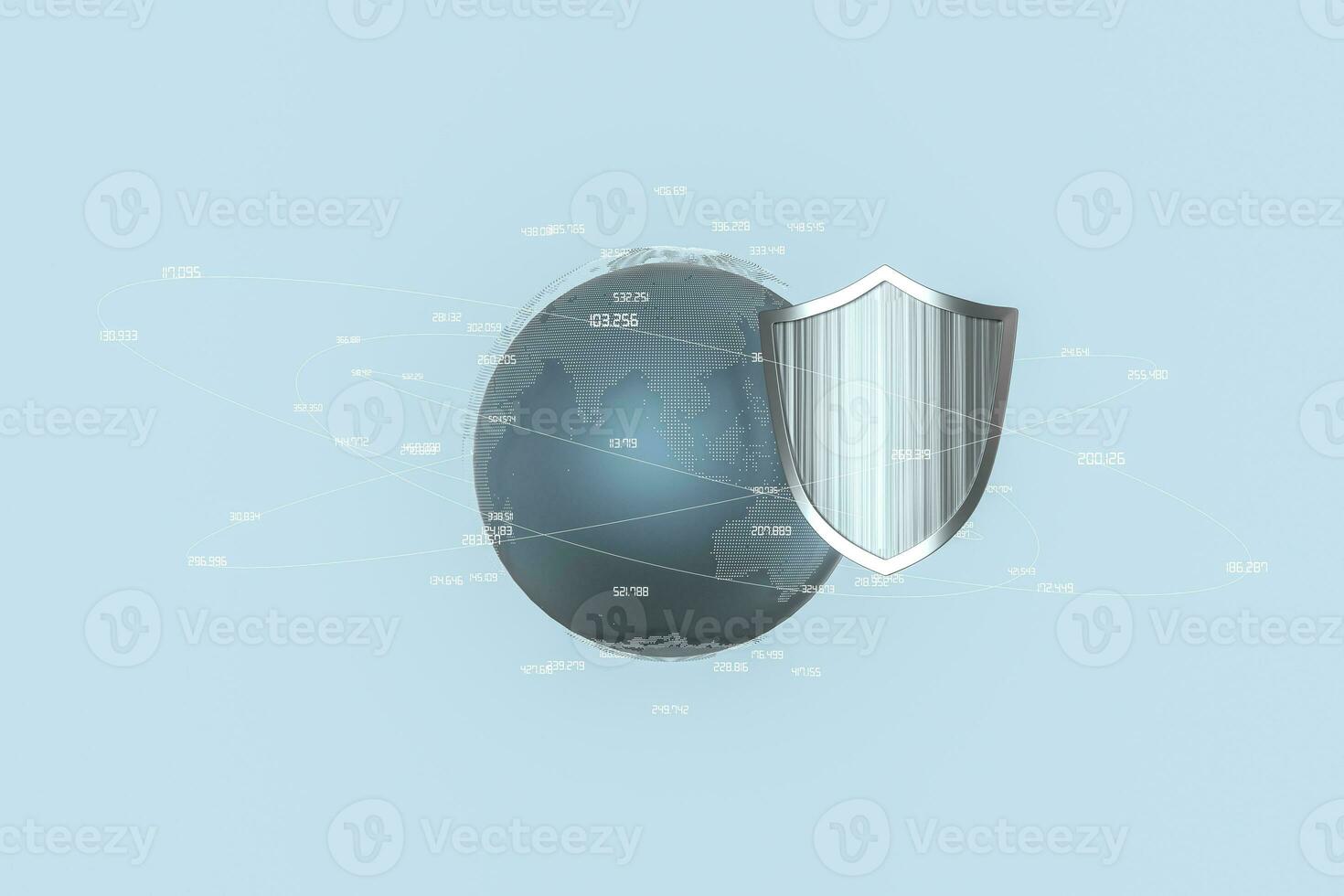 3d rendering, a defense shield with technological background photo