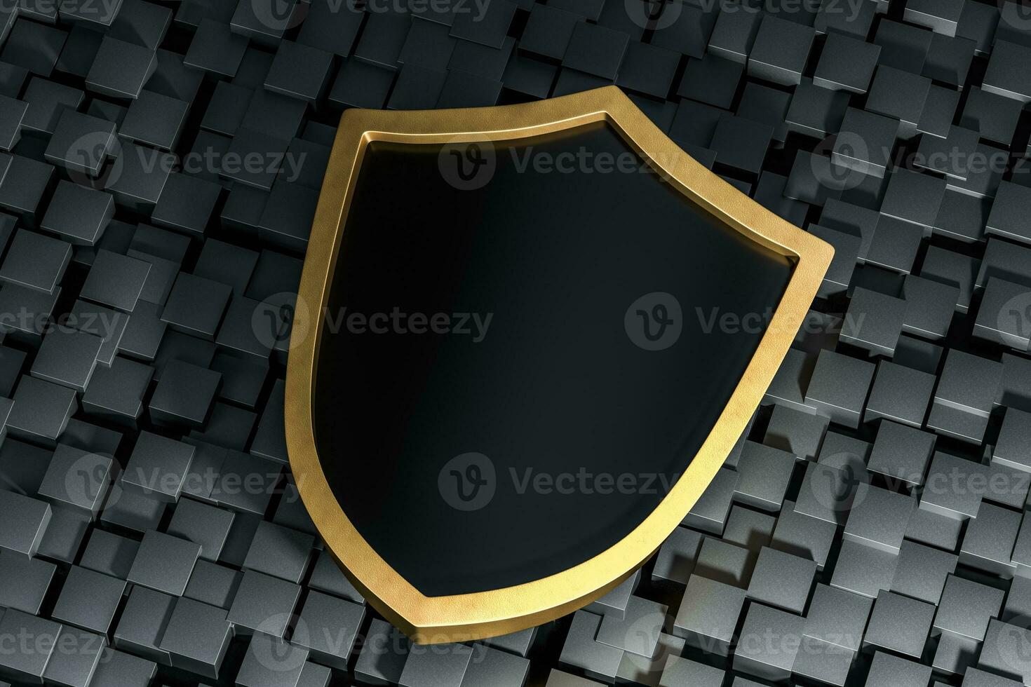 3d rendering, a defense shield with technological background photo