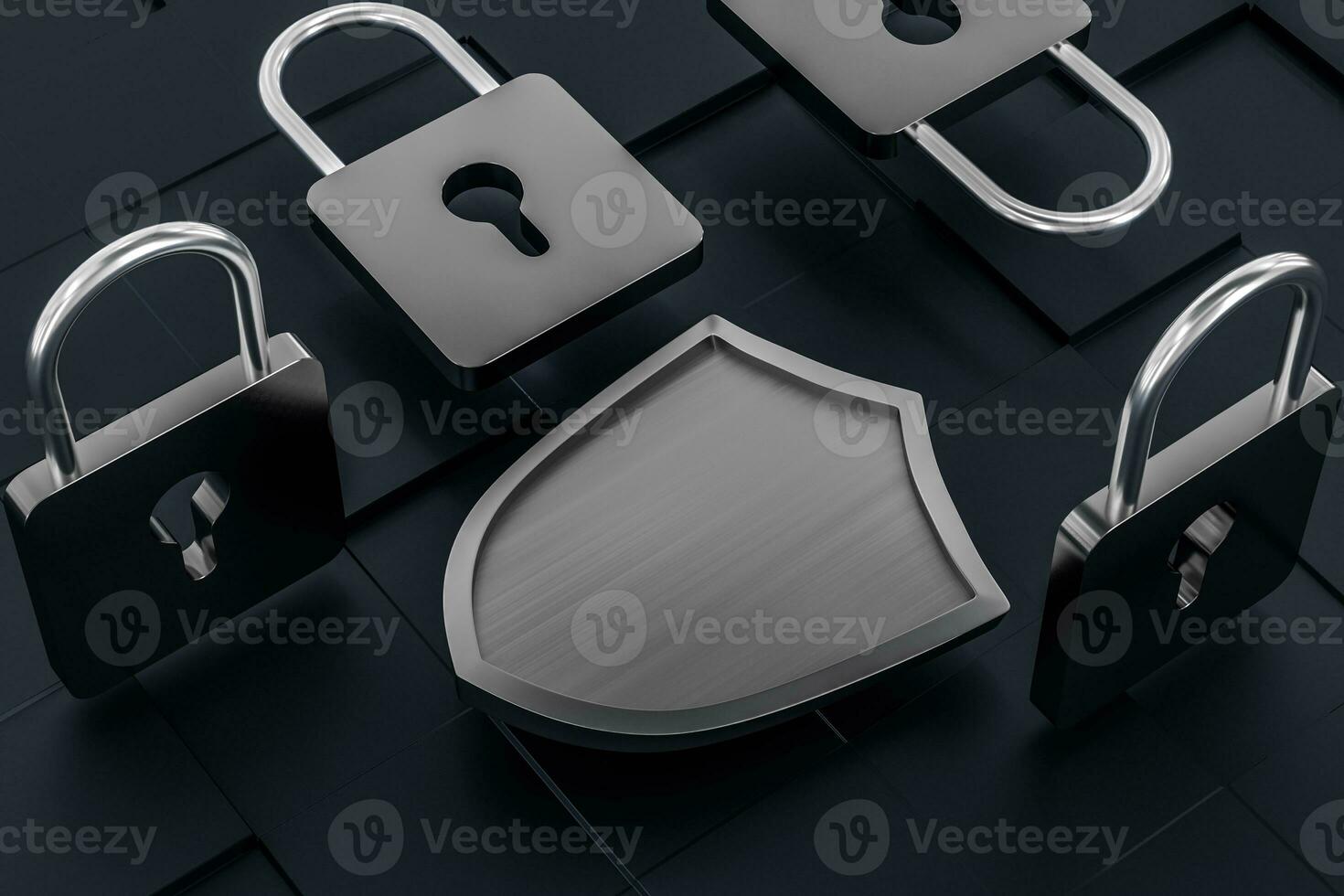 3d rendering, a defense shield with technological background photo