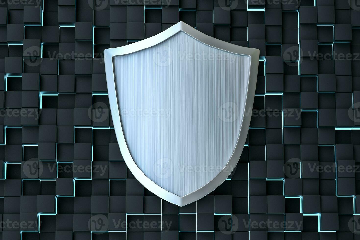 3d rendering, a defense shield with technological background photo