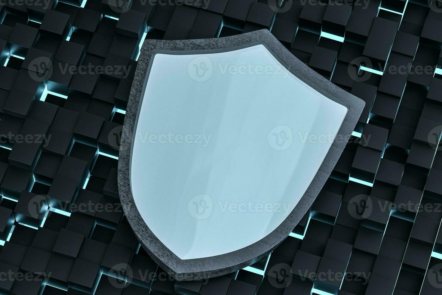 3d rendering, a defense shield with technological background photo