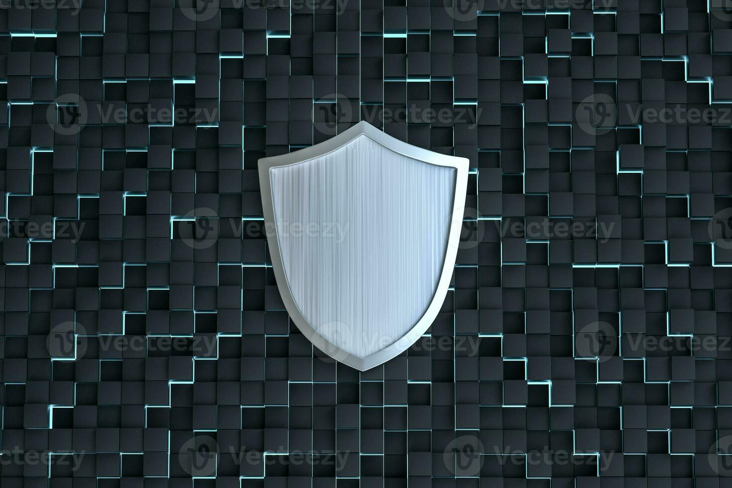 3d rendering, a defense shield with technological background photo