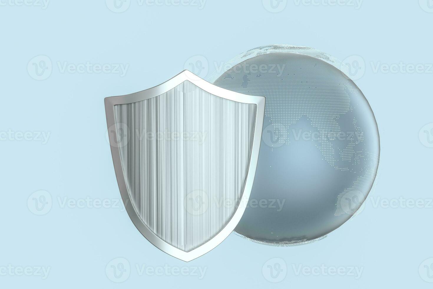 3d rendering, a defense shield with technological background photo