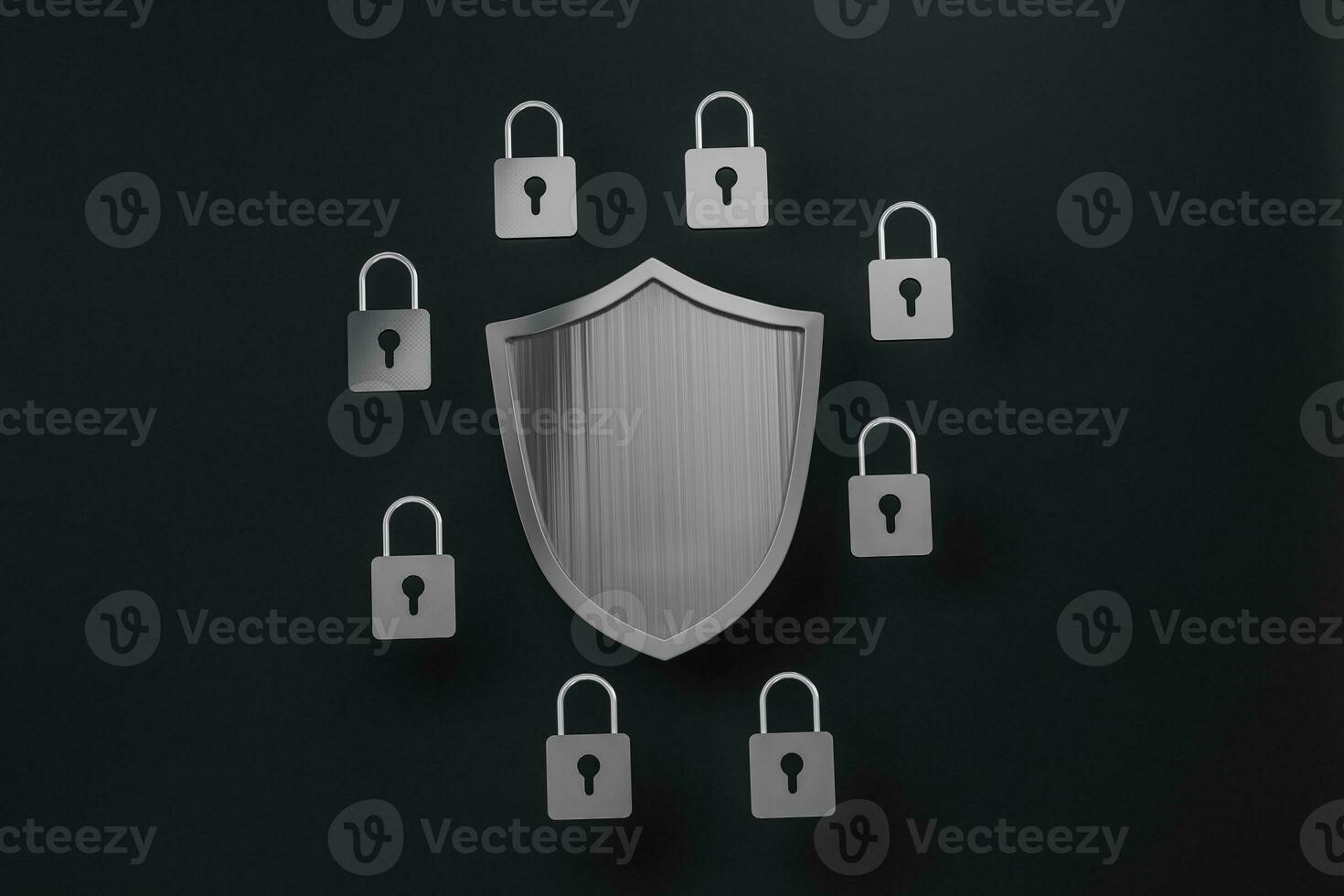 3d rendering, a defense shield with technological background photo